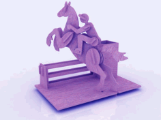 Horse Rider Themed Pencil Holder Box Laser Cut Free Vector File