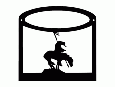 Horse Rider With Flag Silhouette Free DXF File