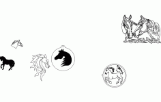 Horses Heads Multiple Free DXF File