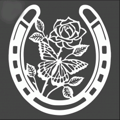 Horseshoe With Flower Wall Decor For Laser Cutting Free Vector File