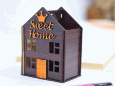 House Shaped Pen Holder Laser Cut Free Vector File