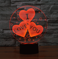 I Love You 3d Heart Balloon Led Night Light Laser Engraving Free Vector File
