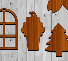 Ice Cream Ornament Unfinished Craft Christmas Tree Ornament Laser Cut Free Vector File
