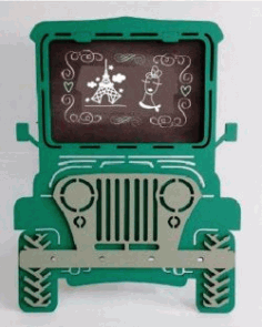 Jeep Picture Frame For Laser Cut Free DXF File