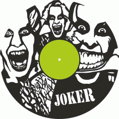Joker Vinyl Record Wall Clock Laser Cutting Free Vector File