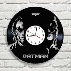 Joker Vs Batman Vynl Clock For Laser Cutting Free Vector File