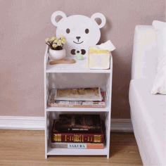Kids Nightstand Teddy Bear Bedside Table For Laser Cut Free DXF File