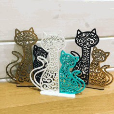 Kitten Night Light Lamp Home Decor For Laser Cutting Free Vector File