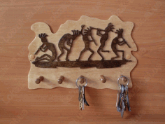 Kokopelli Wall Mount Key Holder For Laser Cut Free Vector File
