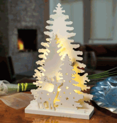 Lamp Deer In The Forest For Laser Cutting Free Vector File