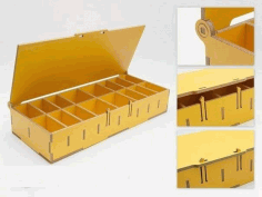 Laser Cut 16 Compartment Storage Organizer Mini Box Template Free Vector File