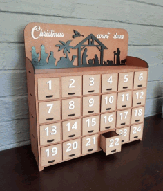 Laser Cut 24 Days Countdown Advent Calendar Free Vector File