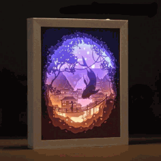 Laser Cut 3d Multilayer Carving Lamp Fish Night Light Framing Lamp Free Vector File