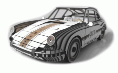 Laser Cut 3d Puzzle Porsche Wooden Car Free Vector File