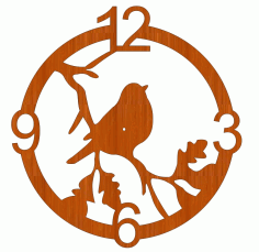 Laser Cut 3d Wooden Bird Shaped Gift Wall Clock Free Vector File