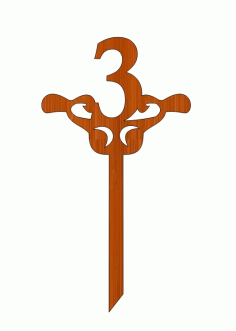 Laser Cut 3rd Birthday Wooden Topper Free Vector File