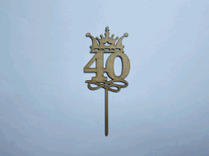 Laser Cut 40th Cake Topper Free Vector File