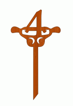 Laser Cut 4th Birthday Wooden Topper Free Vector File