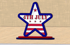 Laser Cut 4th Of July Star Stand Free DXF File