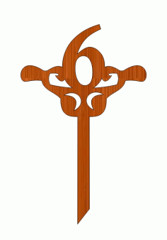 Laser Cut 6th Birthday Wooden Topper Free Vector File