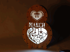Laser Cut 8 March Lamp Women Day Decor Free Vector File