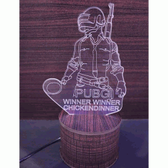 Laser Cut Acrylic 3d Illusion Lamp Pubg Mobile Lamp Free DXF File