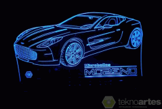 Laser Cut Acrylic 3d Lamp Aston Martin One 77 Sports Car Free Vector File, Free Vectors File