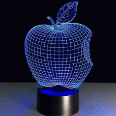 Laser Cut Acrylic Apple 3d Illusion Night Light Lamp Design Free Vector File