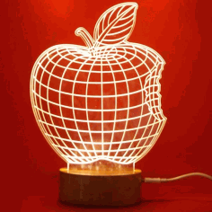 Laser Cut Acrylic Apple 3d Illusion Night Light Lamp Design Free DXF File