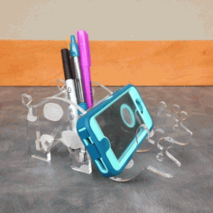 Laser Cut Acrylic Giraffe Phone Stand Pen Holder 6mm Free Vector File