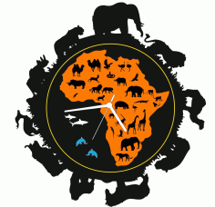 Laser Cut Africa Clock Free Vector File