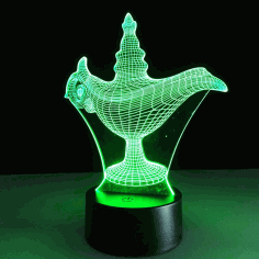 Laser Cut Aladdin 3d Illusion Lamp Free Vector File