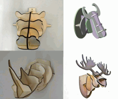 Laser Cut Animal Head 4mm Free DXF File