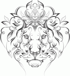 Laser Cut Animal Lion Line Art Free DXF File
