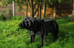 Laser Cut Barbecue Bear Model Free DXF File