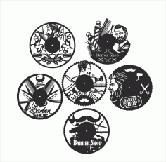 Laser Cut Barber Shop Vinyl Wall Clocks Free Vector File