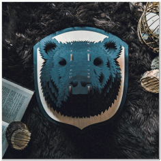 Laser Cut Bear Head Animal Trophy Wall Art Free Vector File
