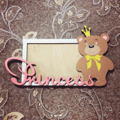 Laser Cut Bear Photo Frame Free Vector File