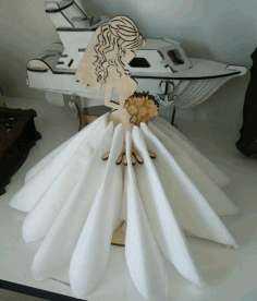 Laser Cut Beautiful Bride With Bouquet Standing Napkin Holder Free Vector File