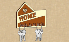 Laser Cut Beautiful Home House Design Wood Wall Hanging Key Holder 3mm Free DXF File