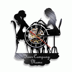 Laser Cut Beauty Shop Nail Salon Wall Clock Manicure Salon Vinyl Wall Clock Free Vector File