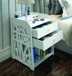 Laser Cut Bedside Table Shelf Storage Cabinet Free Vector File