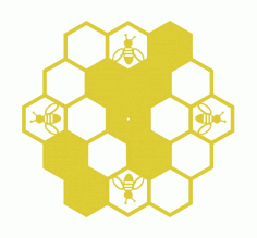 Laser Cut Bee Clock Drawing Free Vector File
