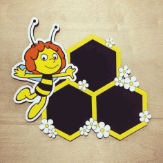 Laser Cut Bee Photo Frame Free Vector File
