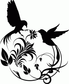 Laser Cut Bird Swirl Art Free Vector File