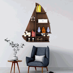 Laser Cut Boat Shelf Home Decor Ship Wooden Free Vector File