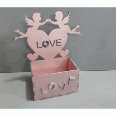 Laser Cut Box With Angels Love Heart Free DXF File