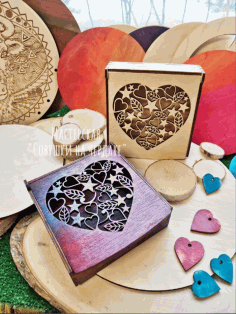 Laser Cut Boxes Heart Cut Free DXF File
