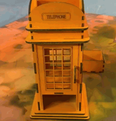 Laser Cut British Phone Booth Desk Pencil Holder Free Vector File