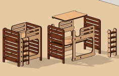 Laser Cut Bunk Bed Dollhouse Furniture Free DXF File